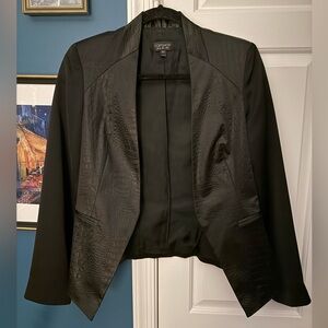 Topshop Black Textured Crocodile Embossed Women's Blazer
